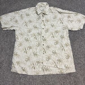 Tommy Bahama Men's L Tencell Beige Floral Short Sleeve Hawaiian Buttons Shirt‎